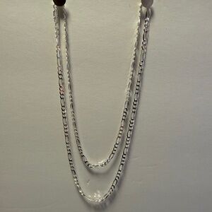 Sterling Silver 925 Italy Figaro Necklace 28"